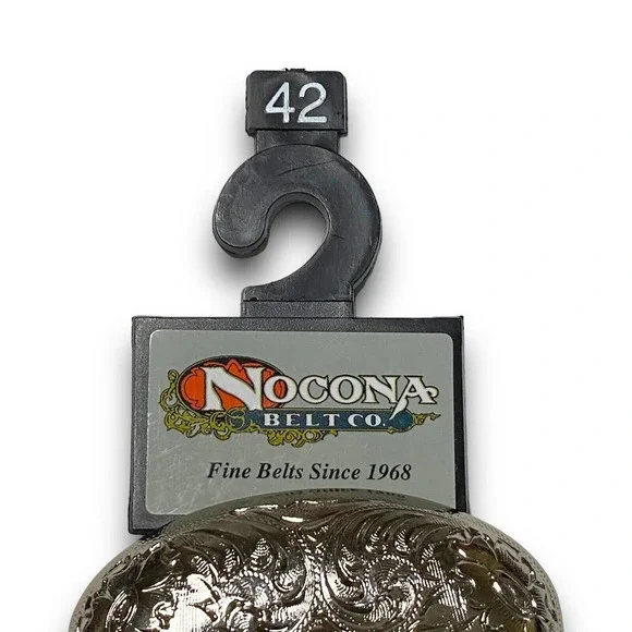 Nocona Mens Western Brown Leather Embossed Braided Belt Size 42 Conchos Inlay